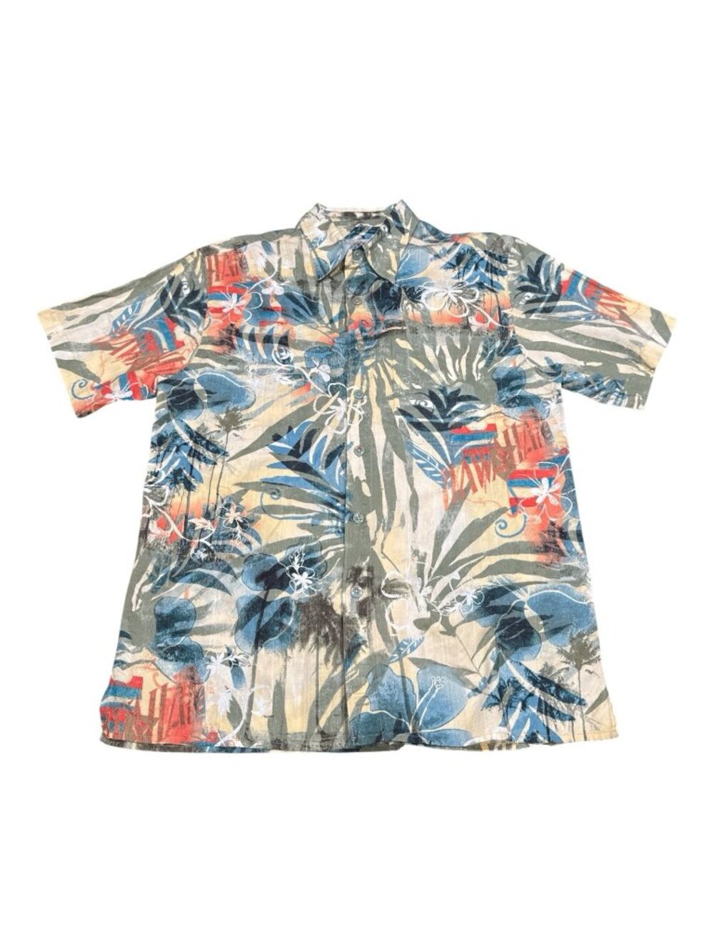 The Territory Ahead Shirt Mens Small Multi Hawaiian Floral Cotton Aloha Abstract